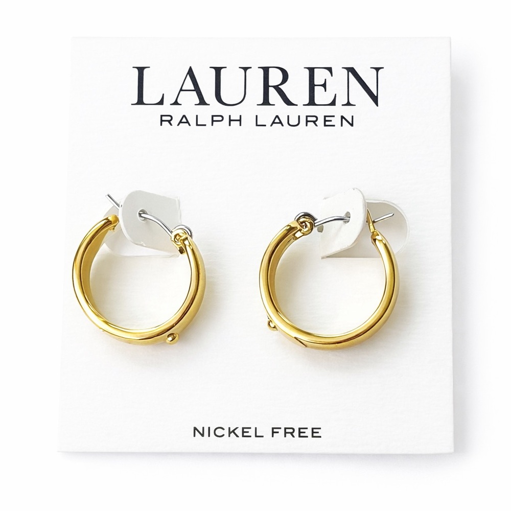 Ralph Lauren Gold Tone Hoop Earrings ¾” | New With Tags | Classic Minimalist